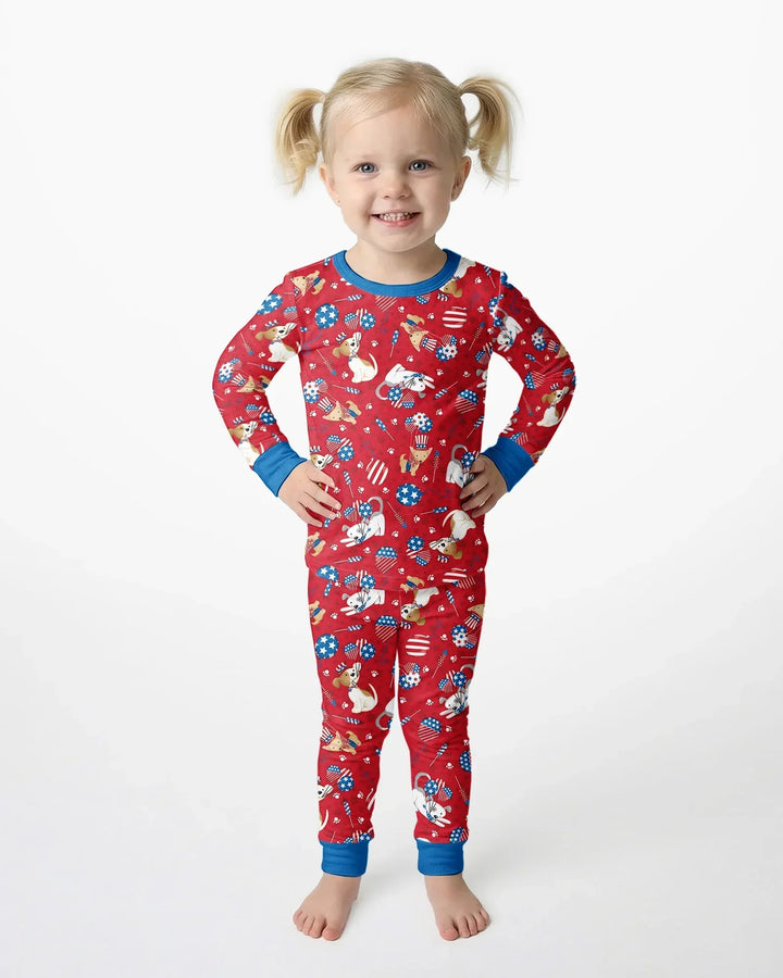 Red, White & Woof Family Matching Bamboo Two Piece Long Sleeve Pajama Set