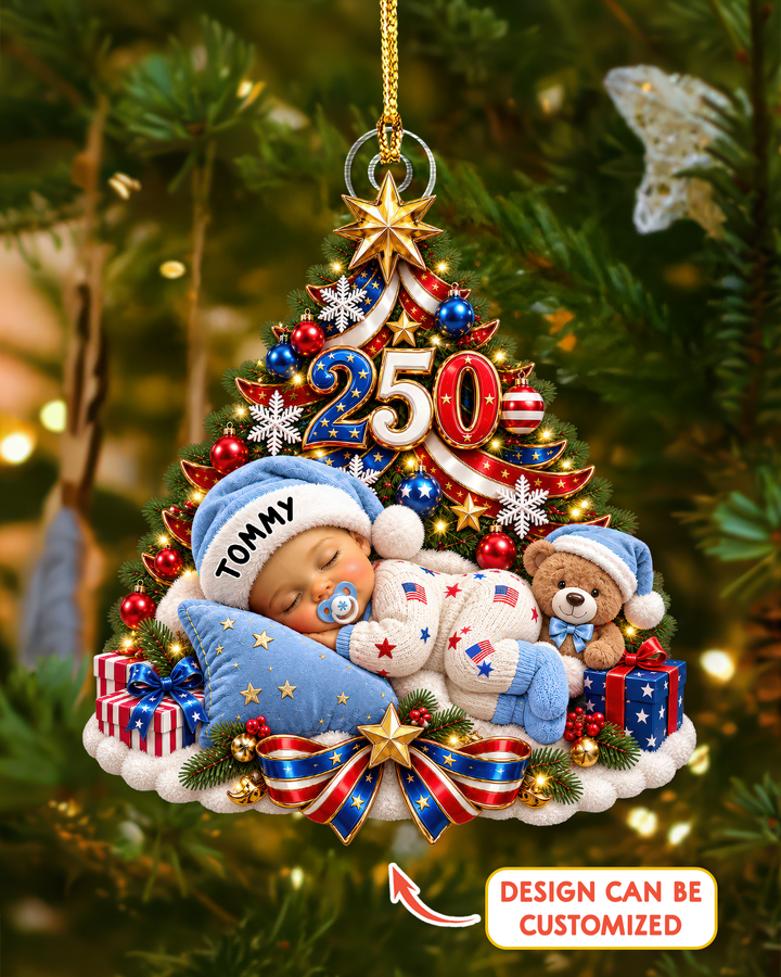 Patriotic My First Christmas 250 Personalized Acrylic Ornament