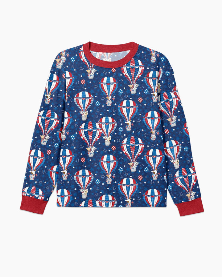 Patriotic Pups in Hot Air Balloons Family Matching Bamboo Men's Pajama Set