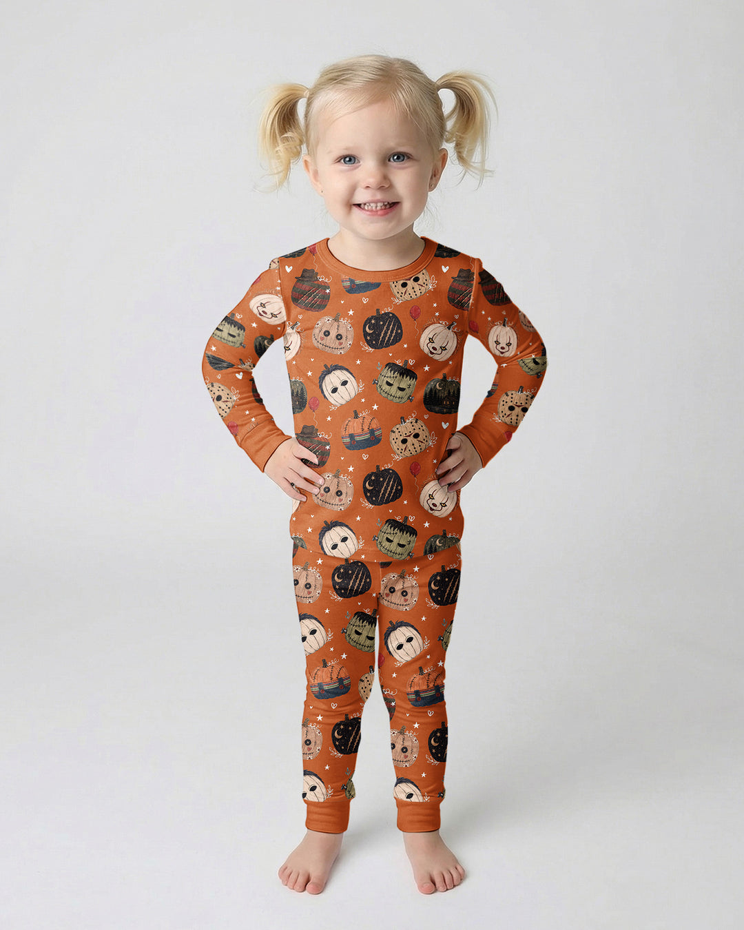 Spooky Slasher Pumpkins Bamboo Two Piece Long Sleeve Pajama Set