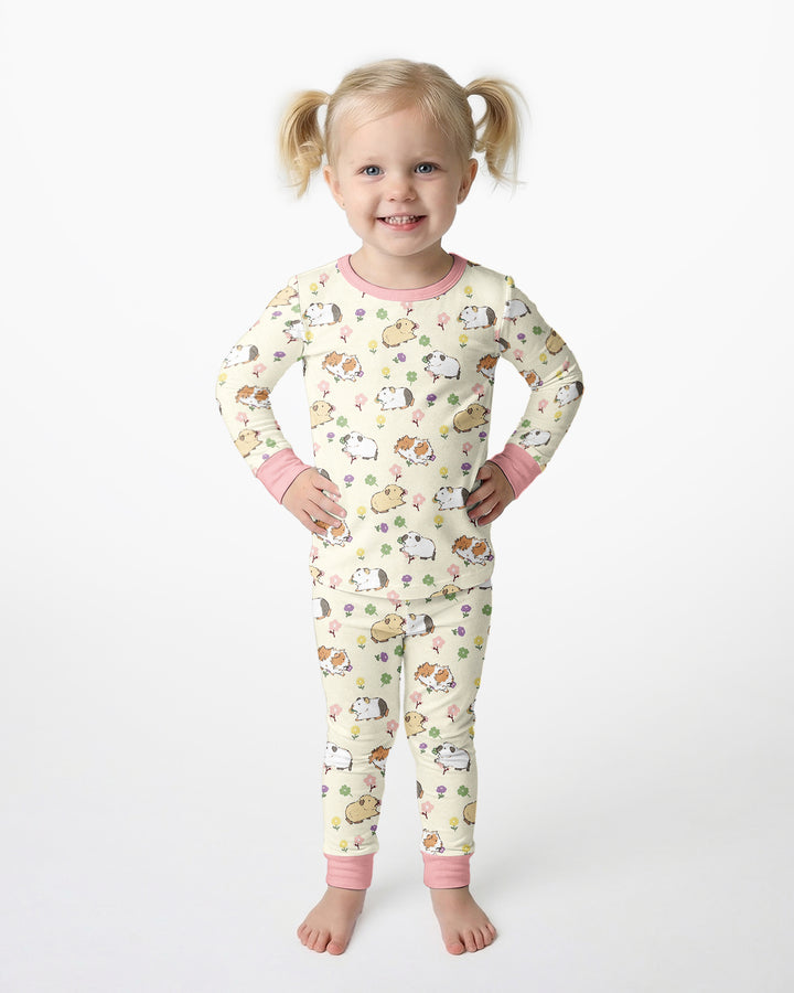 Guinea Pig Garden Bamboo Two Piece Long Sleeve Pajama Set