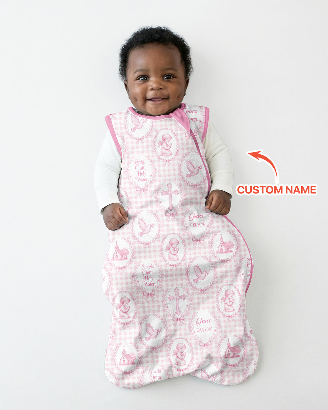 Custom Name Baptism Straight Outta Holy Water Bamboo Sleep Bag