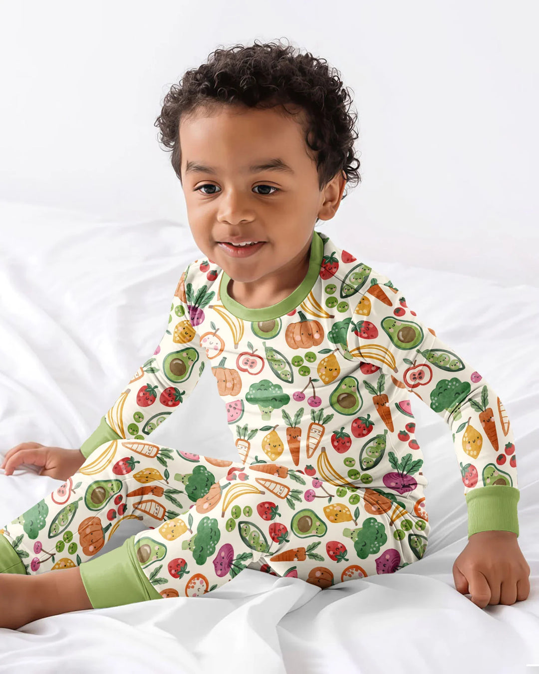 Veggie Friends Family Matching Bamboo Two Piece Long Sleeve Pajama Set