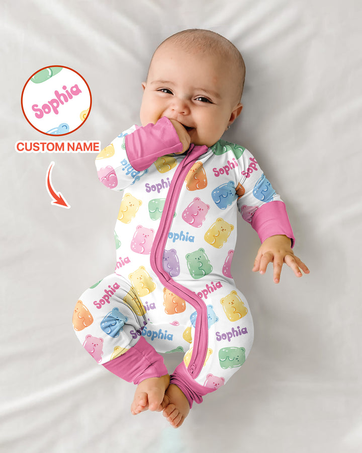Kawaii Jelly Gummy Bears Custom Name Bamboo Convertible Zippy