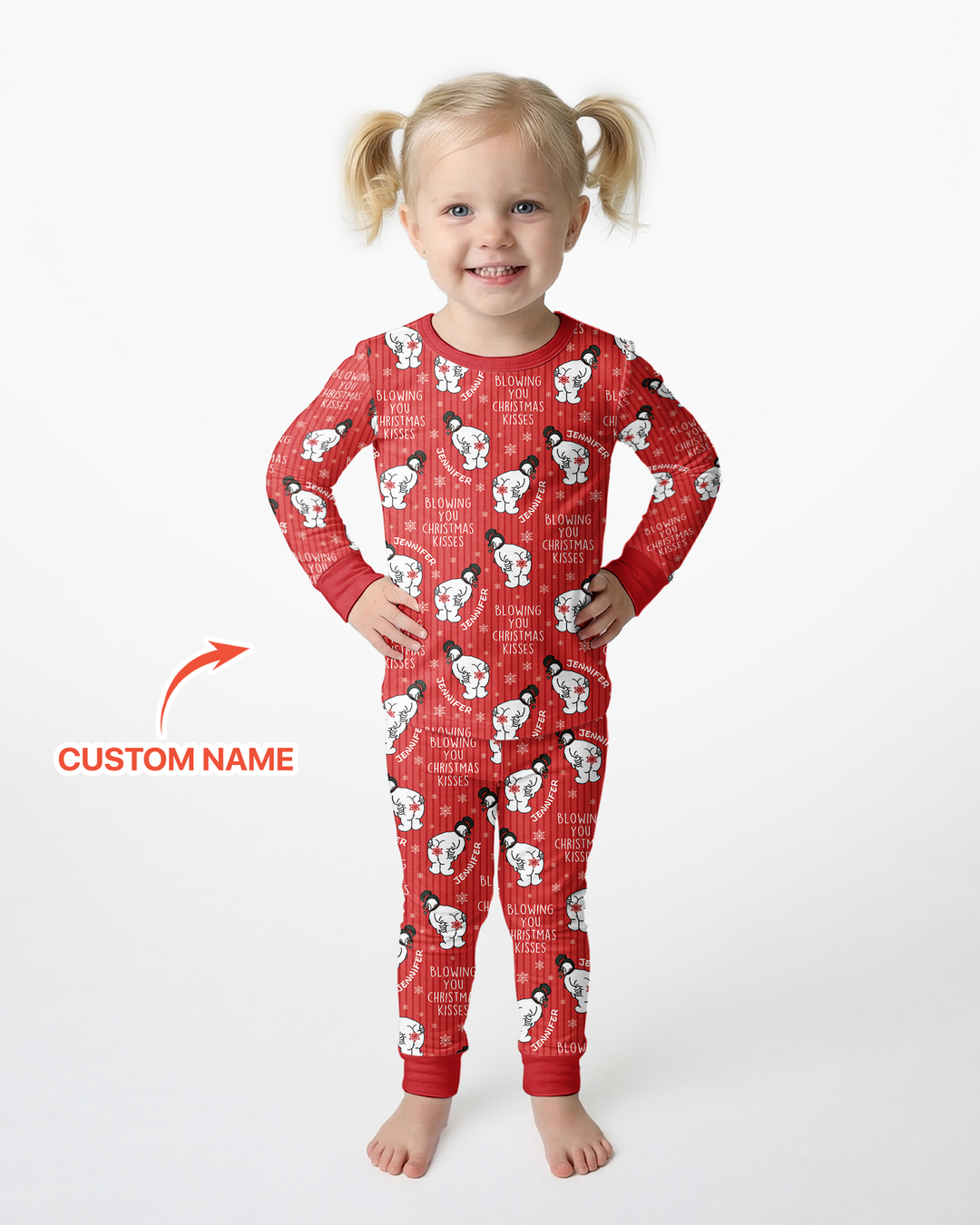 Blowing You Christmas Kisses Bamboo Two Piece Long Sleeve Pajama Set