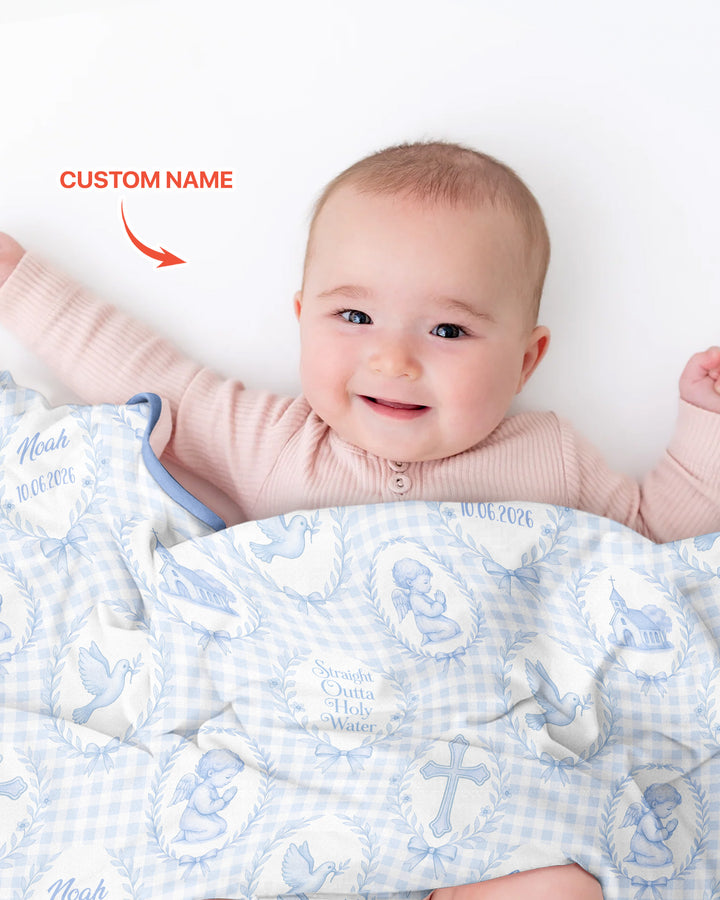 Custom Name Baptism Straight Outta Holy Water Bamboo Blanket