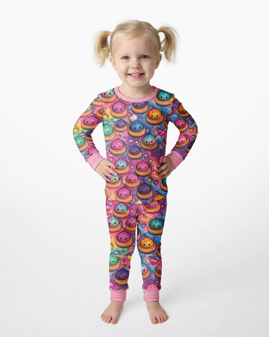 Kawaii Glitter Dumpling Bamboo Two Piece Long Sleeve Pajama Set