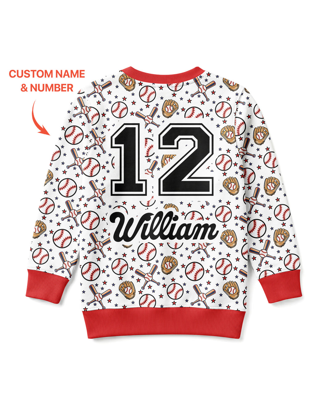 All-Star Baseball Custom Name Bamboo Crewneck Sweatshirt