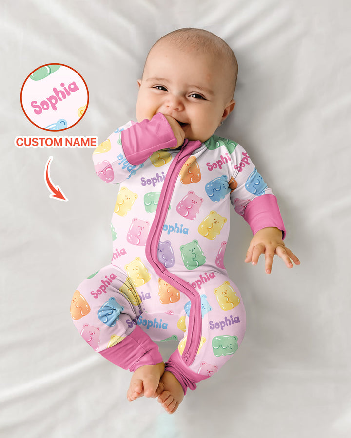 Kawaii Jelly Gummy Bears Custom Name Bamboo Convertible Zippy