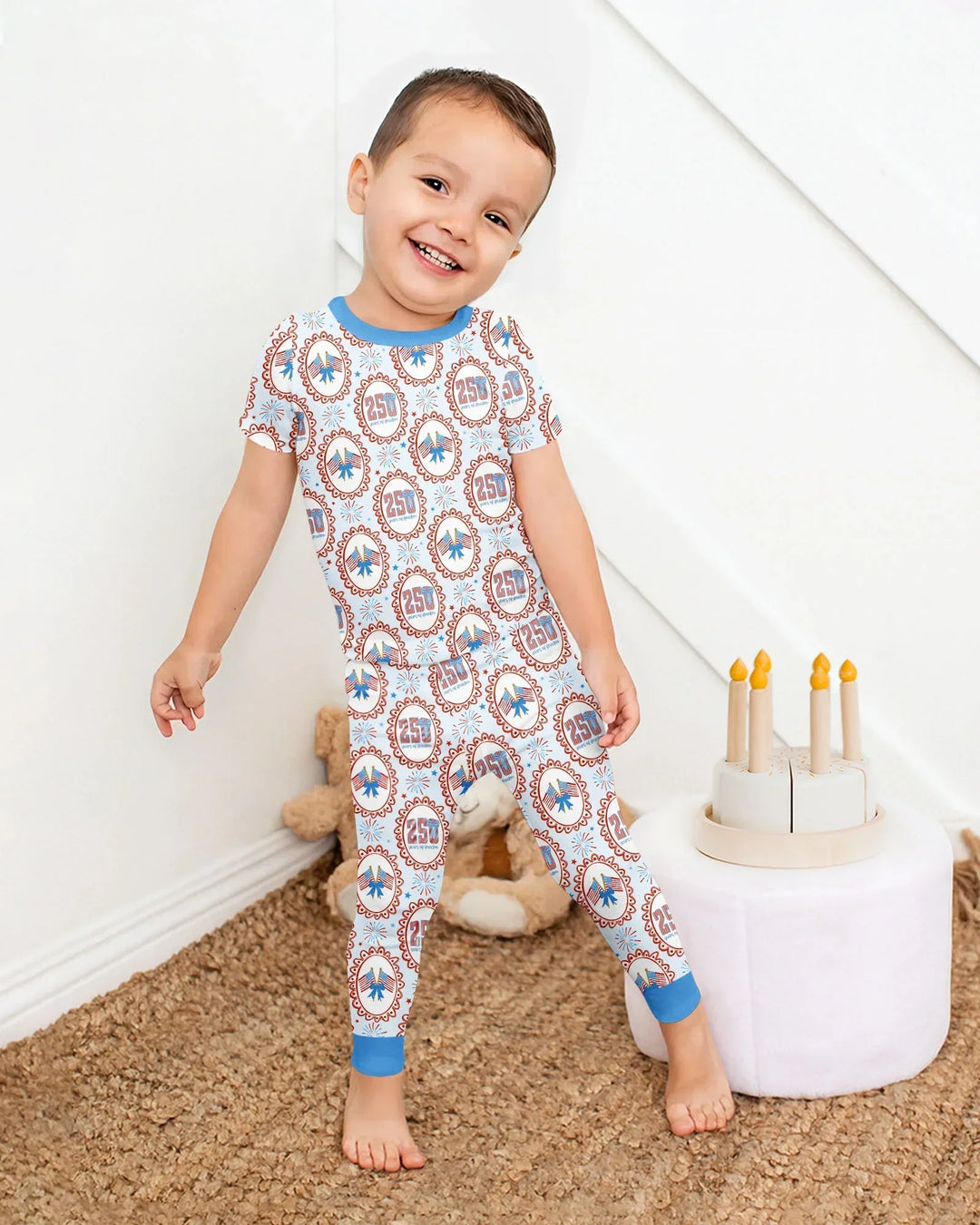 Patriotic Coquette Bamboo Two Piece Short Sleeve Pajama Set