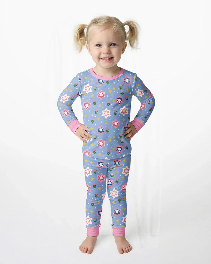 Starry Bloom Blessings Family Matching Bamboo Two Piece Long Sleeve Pajama Set
