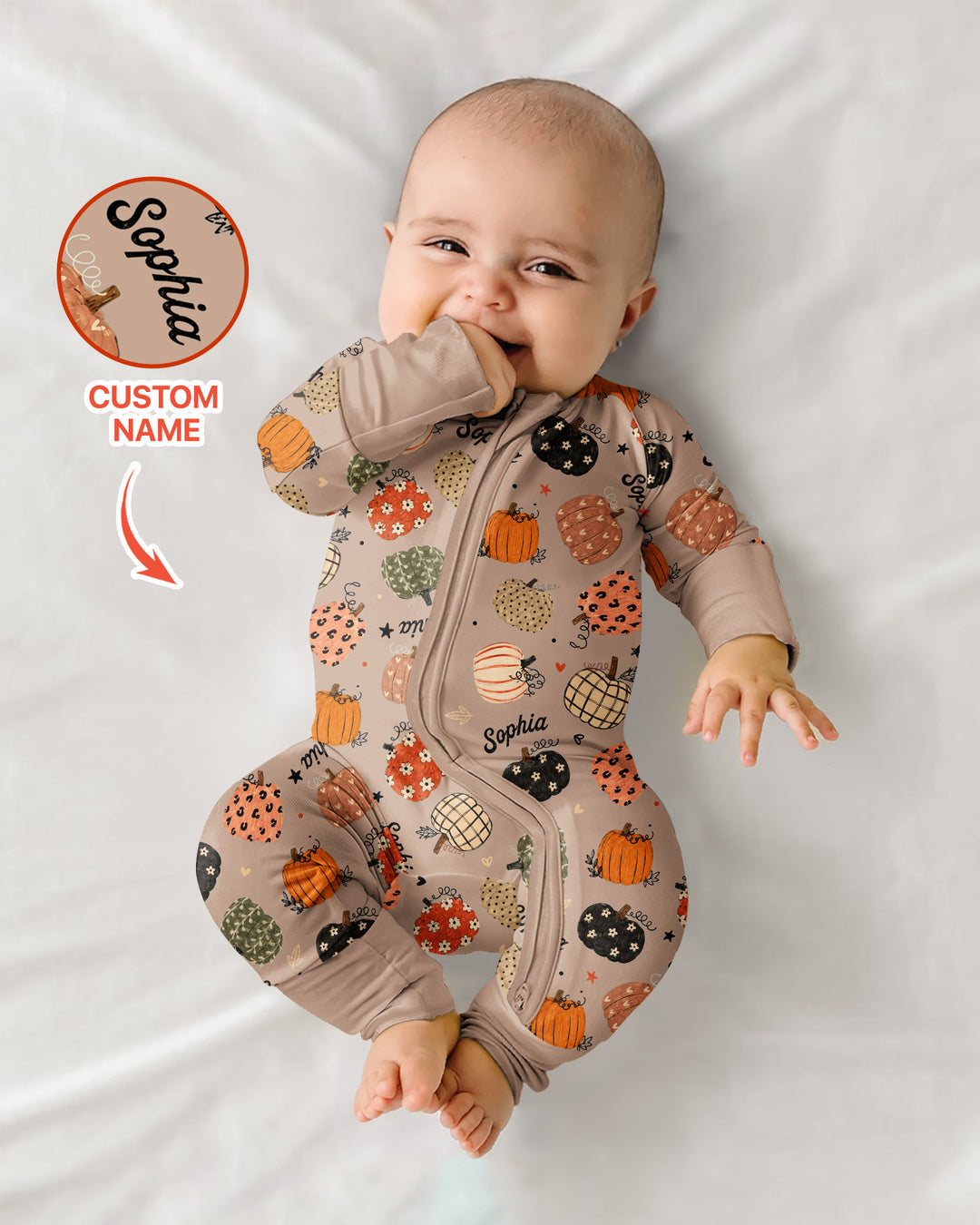 Custom Name Boho Pumpkin Bamboo Convertible Zippy