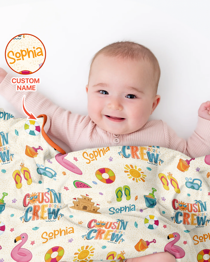 Custom Name Summer 2026 Cousin Crew Bamboo Blanket