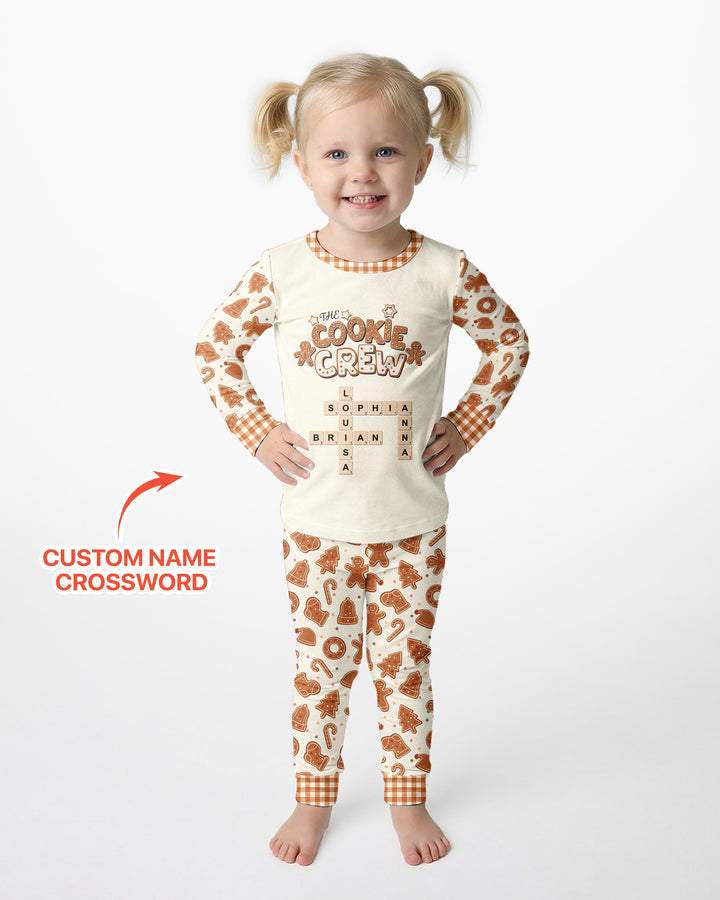 Custom Crossword Cookie Crew Bamboo Two Piece Long Sleeve Pajama Set