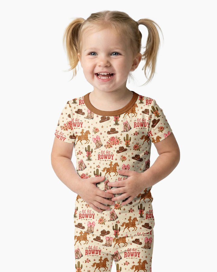 Coquette Cowgirl Lil Bit Rowdy Two Piece Short Sleeve Pajama Set
