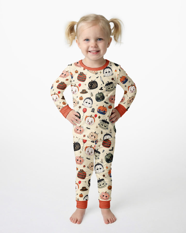 Horror Movie Pumpkins Bamboo Two Piece Long Sleeve Pajama Set