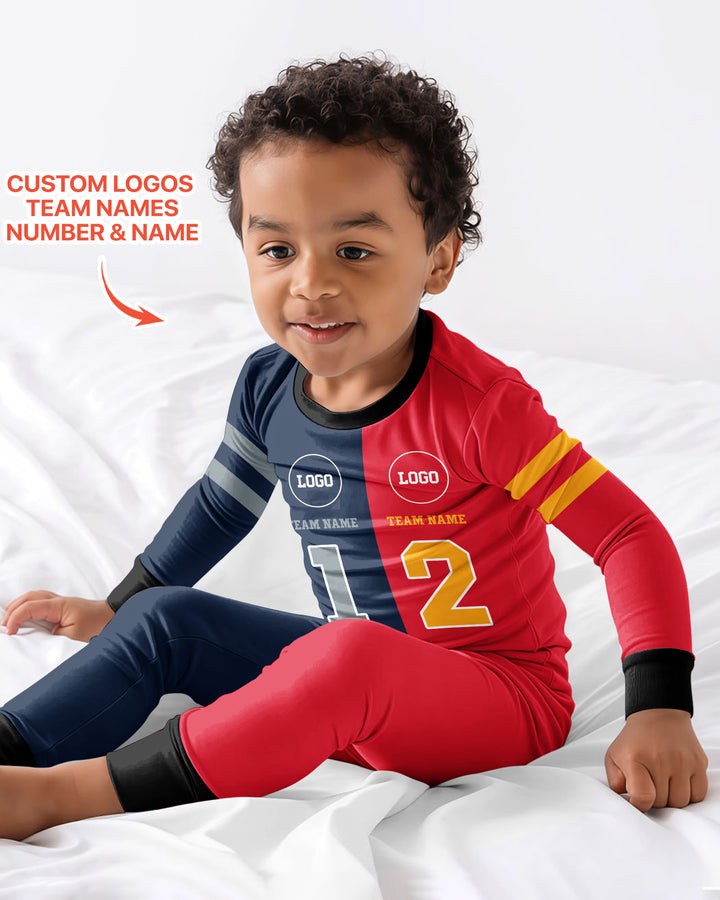 Football Rivalry Family Personalized Bamboo Two Piece Long Sleeve Pajama Set