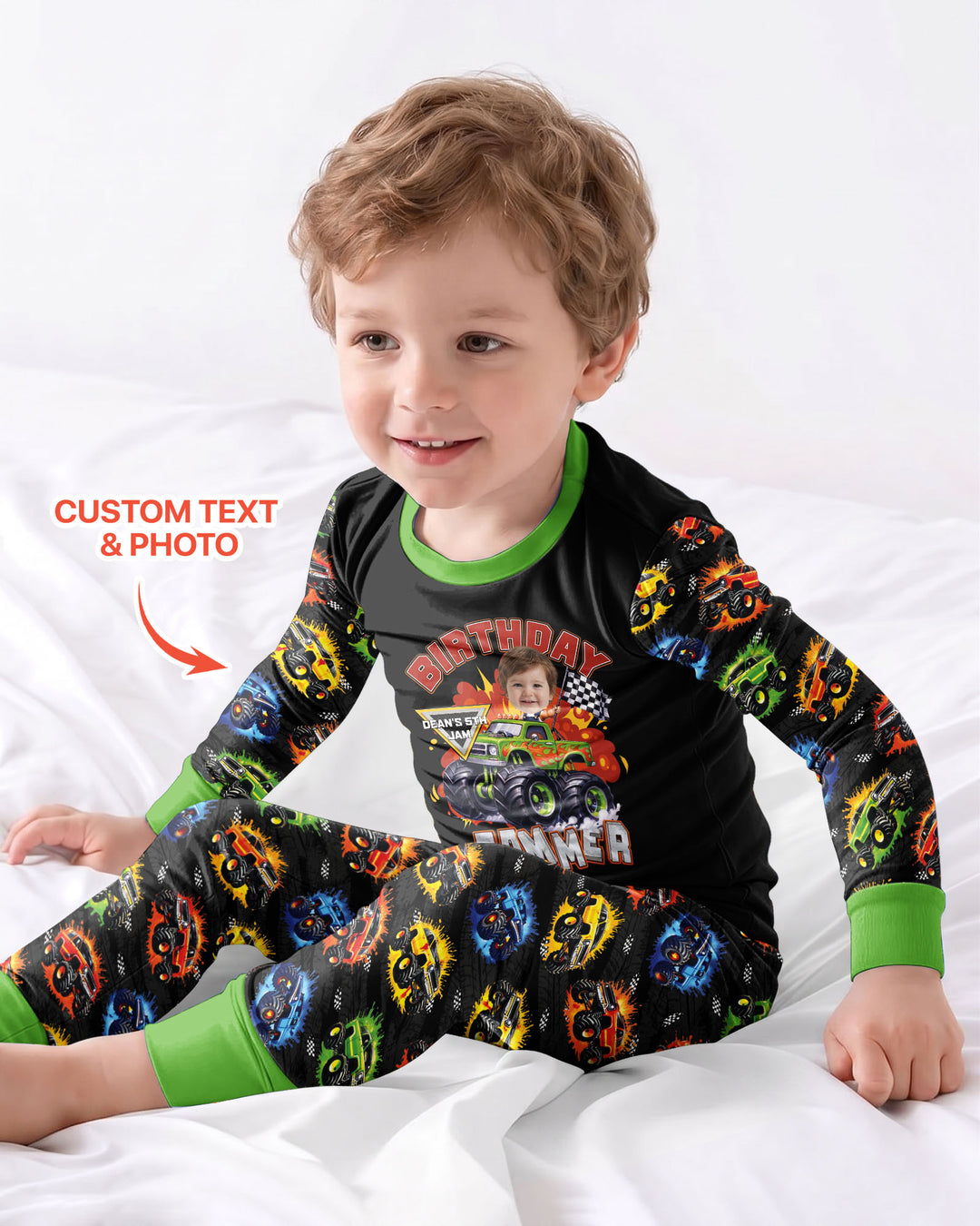 Birthday Truck Rally Bamboo Two Piece Long Sleeve Pajama Set