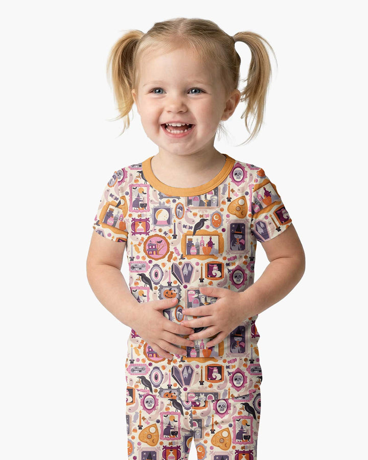 Spooky Portraits Bamboo Two Piece Short Sleeve Pajama Set