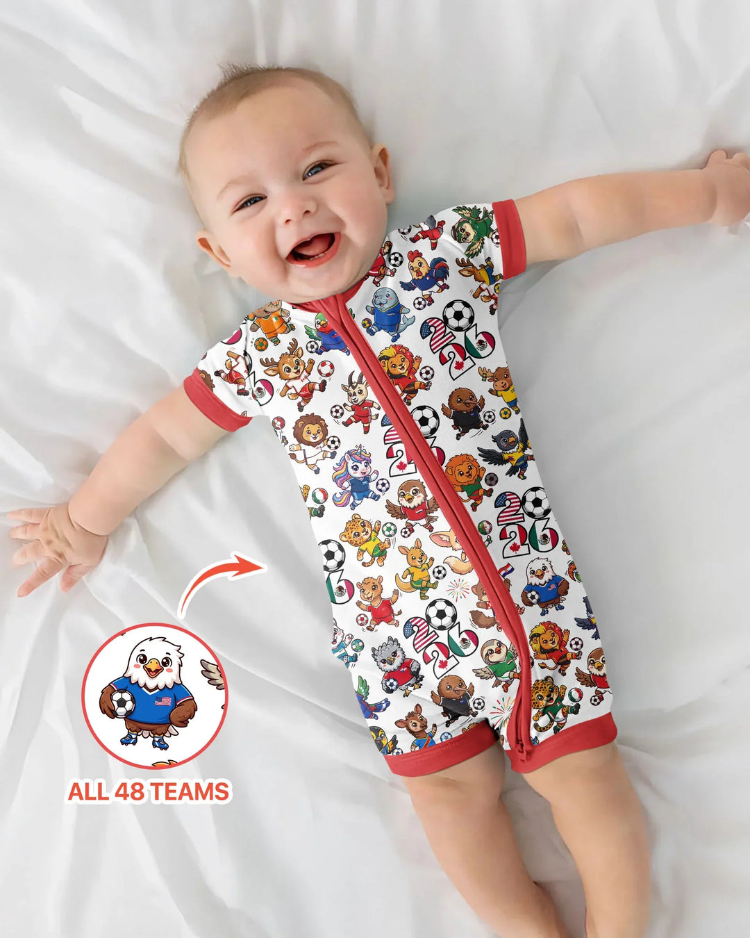 Kawaii Animals Soccer Tour 2026 Family Matching Bamboo Shorty Zippy
