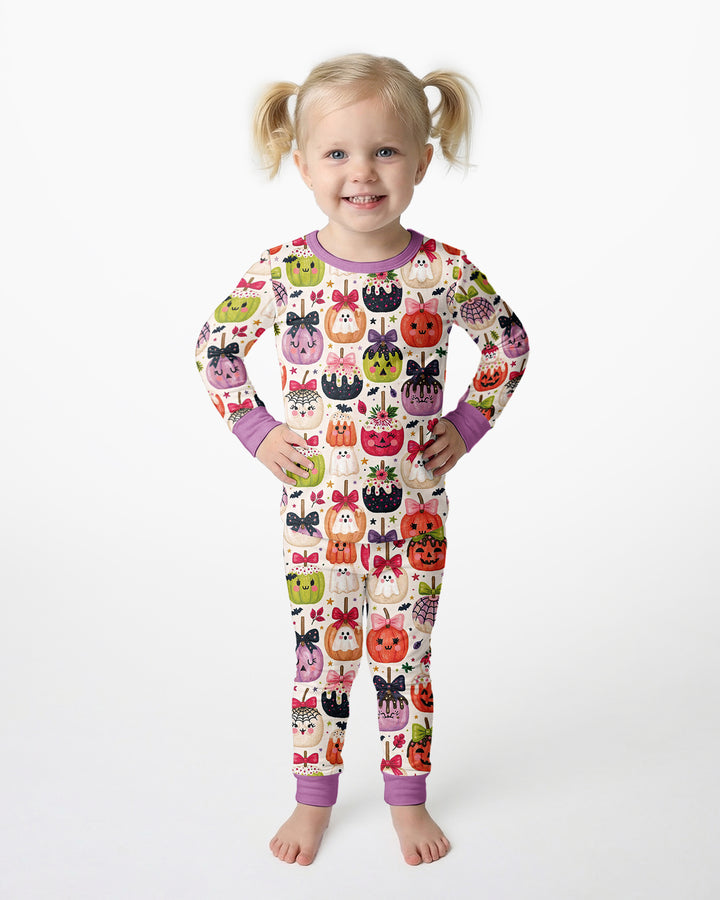Cute Halloween Candy Apples Bamboo Two Piece Long Sleeve Pajama Set