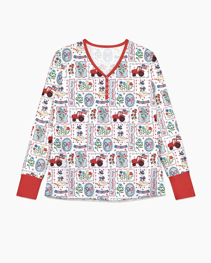 Patriotic USA Silly Goose Family Matching Bamboo Women Pajama Set