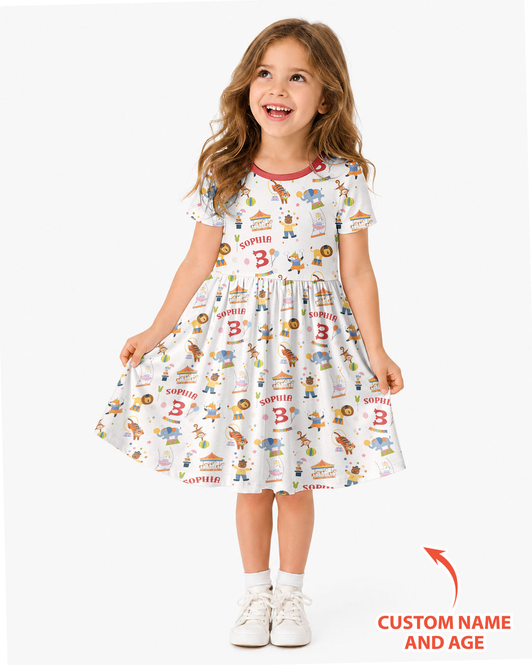 Custom Name Birthday Circus Bamboo Twirl Dress