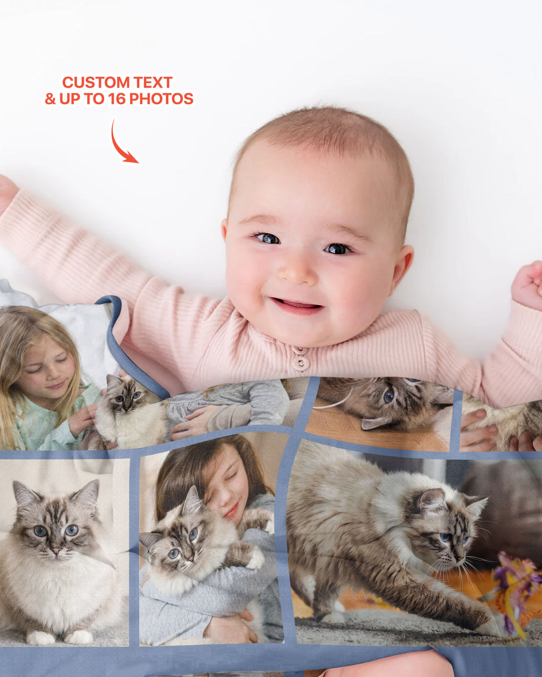 Custom Pet Photo Collage Bamboo Blanket
