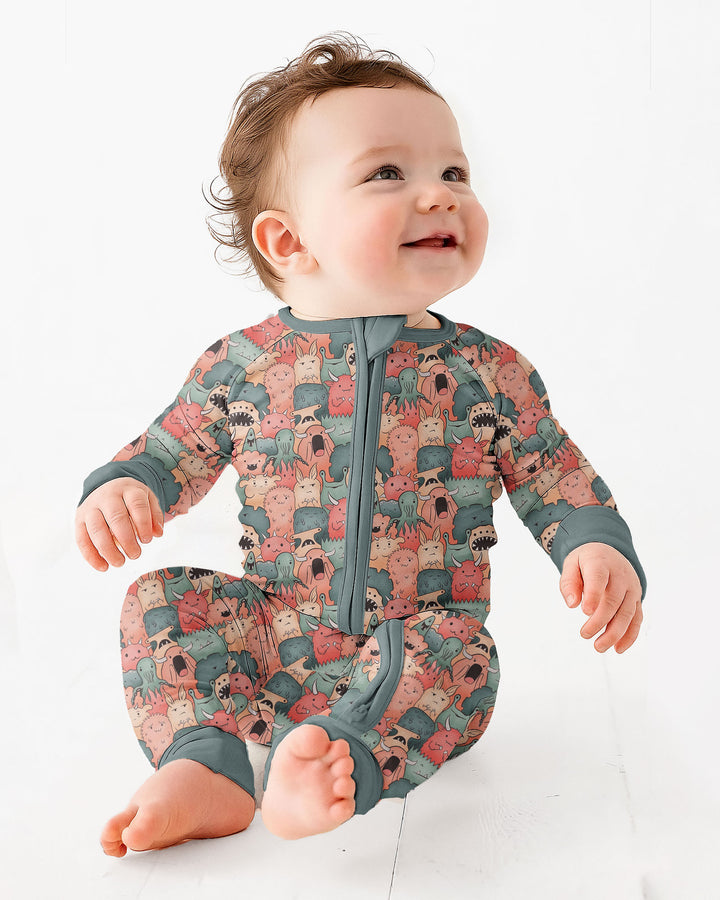 Cute Monster Crowd Bamboo Convertible Zippy