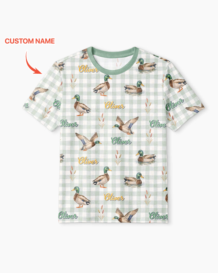 Mallard Duck Custom Name Bamboo Men Short Sleeve Short Pajama Set