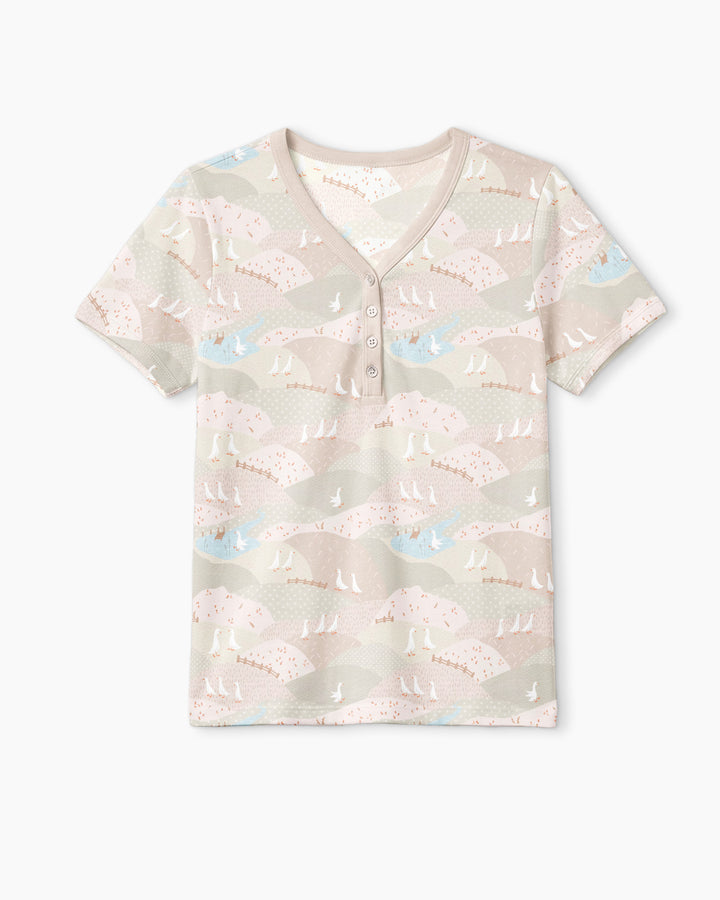 Wandering Geese Family Matching Bamboo Women Short Sleeve Short Pajama Set