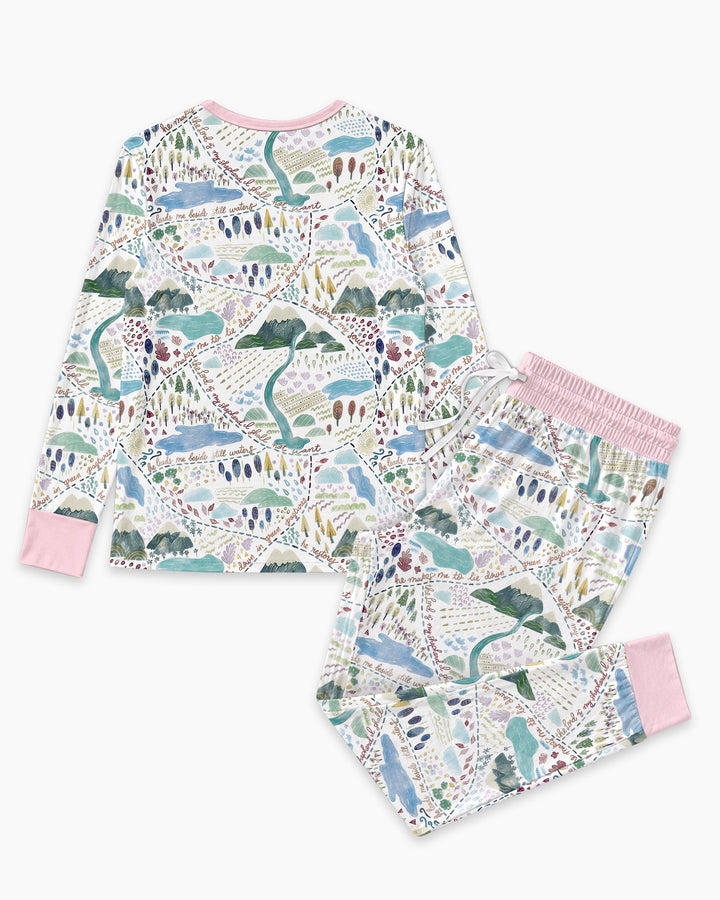 Whimsical Psalms 23 Map Bamboo Women Pajama Set