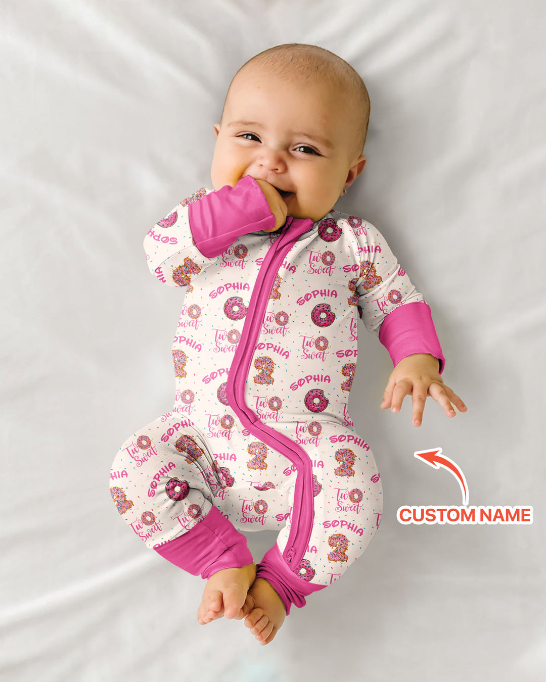 Custom Name Two Sweet Donut Bamboo Convertible Zippy