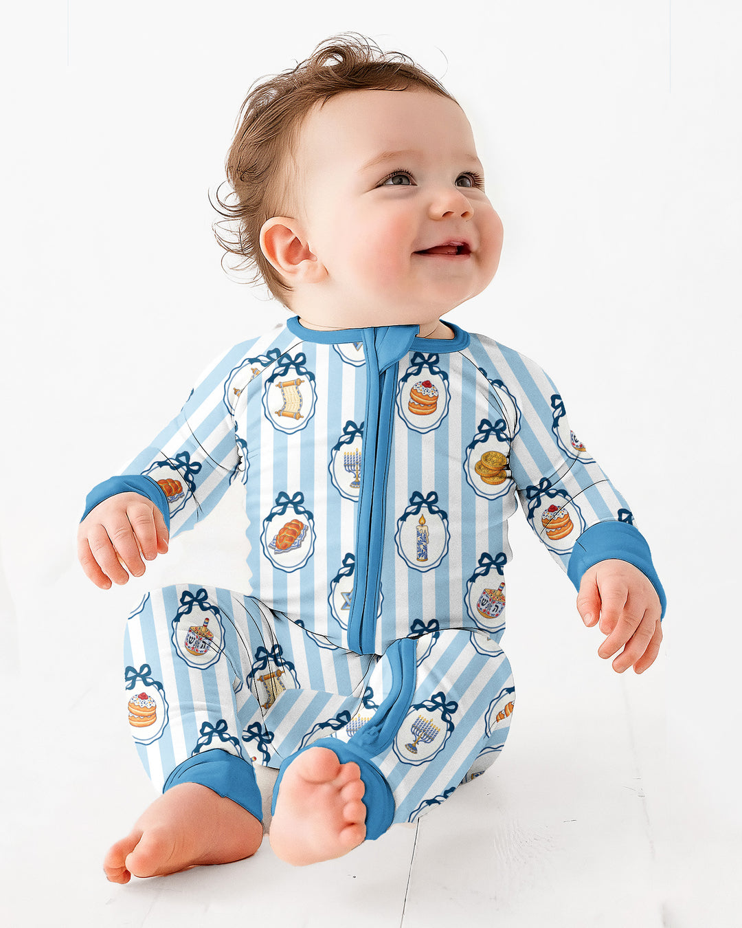 Blue White Jewish Holiday Bamboo Convertible Zippy