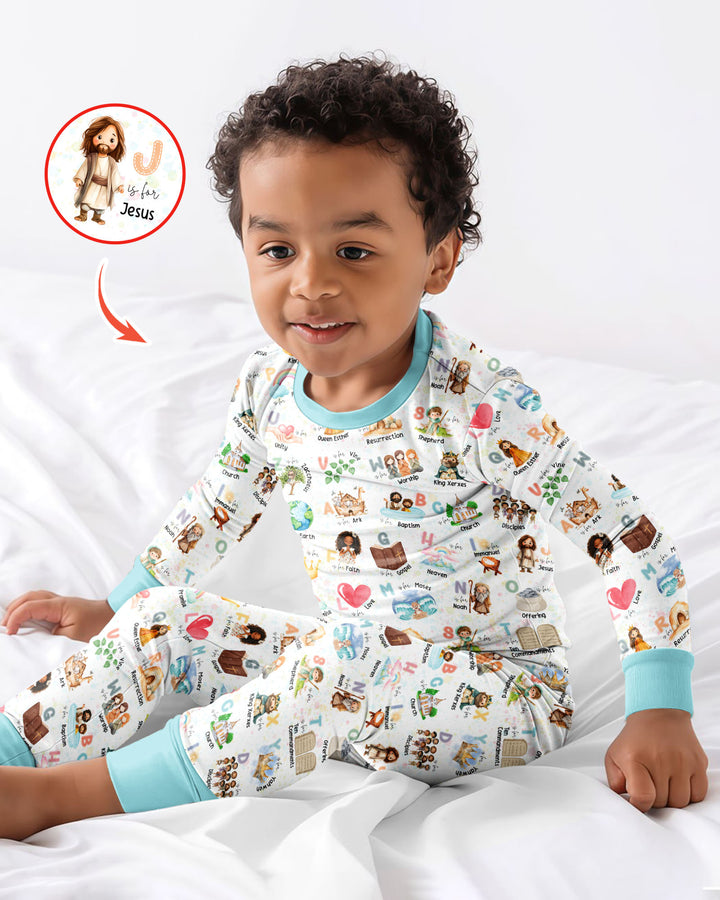 Bible ABC Alphabet Bamboo Two Piece Long Sleeve Pajama Set