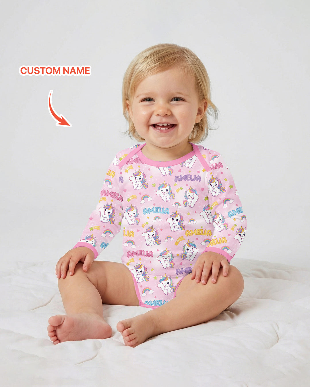 Custom Name Kawaii Unicorn Birthday Bamboo Bodysuit