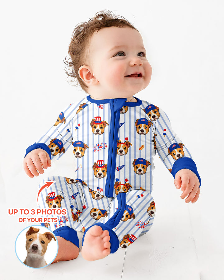 Custom Pet Image 4th of July Family Matching Bamboo Convertible Zippy