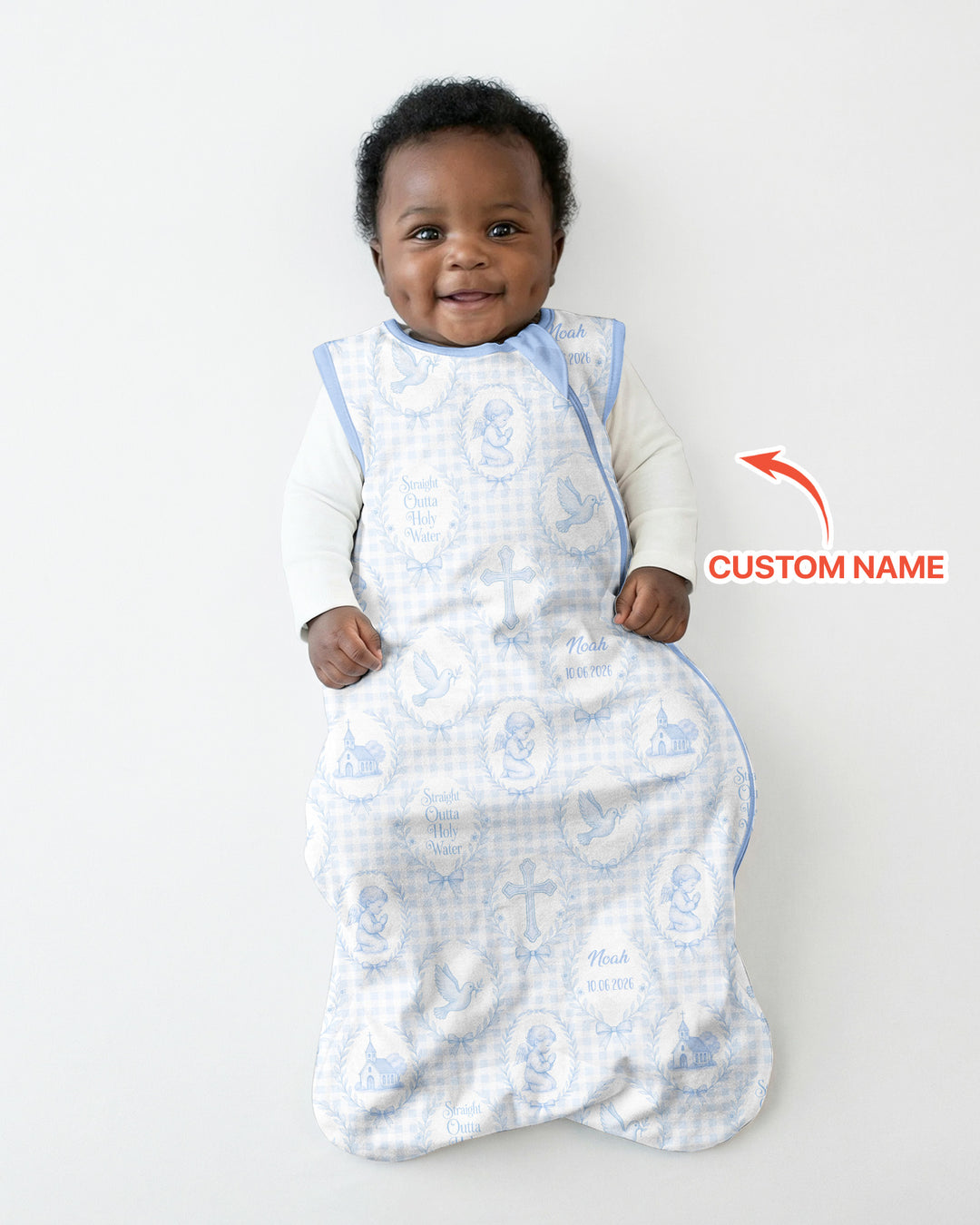 Custom Name Baptism Straight Outta Holy Water Bamboo Sleep Bag