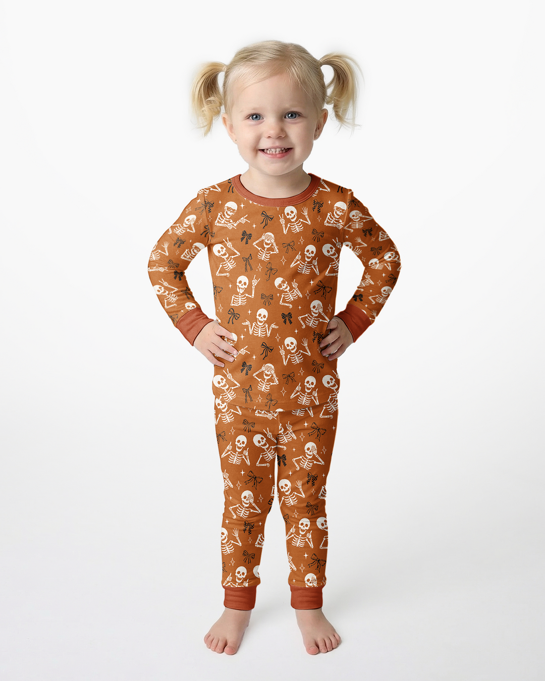 Funny Skeleton Bamboo Two Piece Long Sleeve Pajama Set