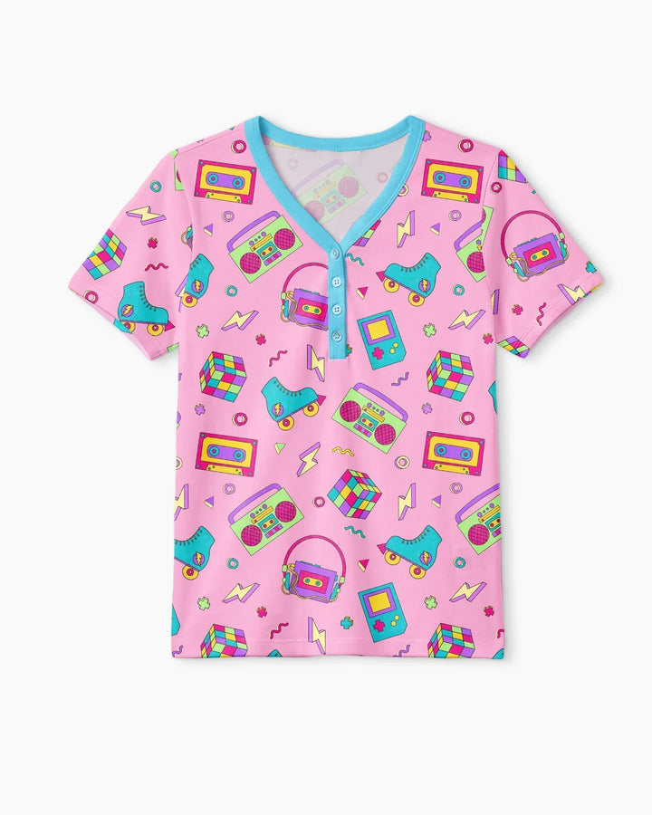 80s Retro Neon Bamboo Women Short Sleeve Short Pajama Set