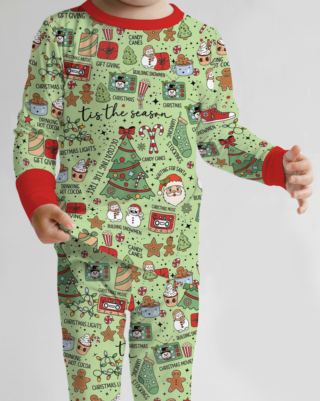 Christmas lights Bamboo Two Piece Long Sleeve Pajama Set