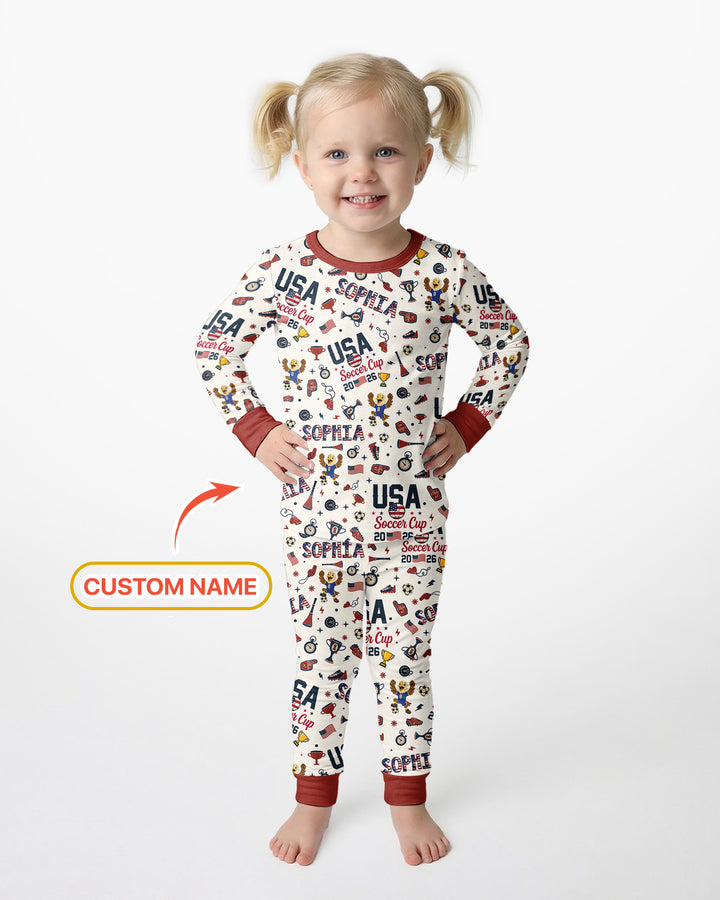 My First Soccer Cup 2026 Bamboo Two Piece Long Sleeve Pajama Set