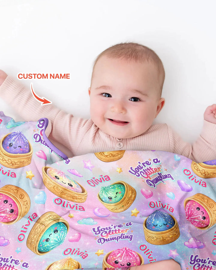 Custom Name You're A Glitter Dumpling Bamboo Blanket