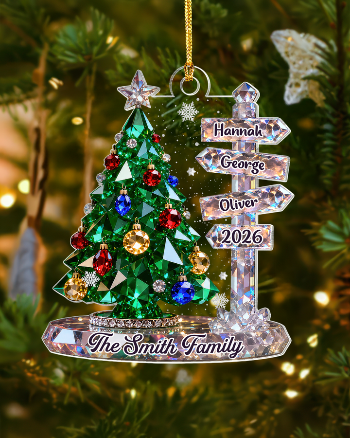 Family Signpost Custom Name 1-Side Acrylic Ornament