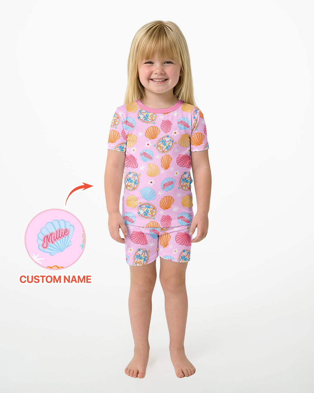 Mermaid Back To School Bamboo Two Piece Short Sleeve Shorts Pajama Set