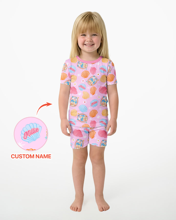 Mermaid Back To School Bamboo Two Piece Short Sleeve Shorts Pajama Set