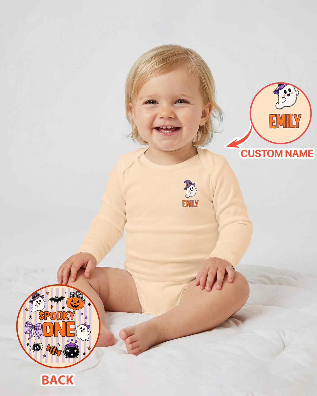 Personalized My First Halloween Baby Ghost Bamboo Bodysuit