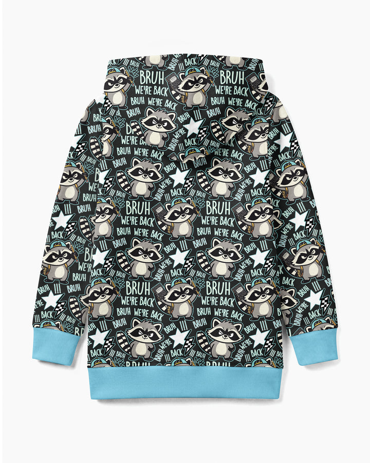 Bruh We're Back Raccoon Bamboo Zip Hoodie