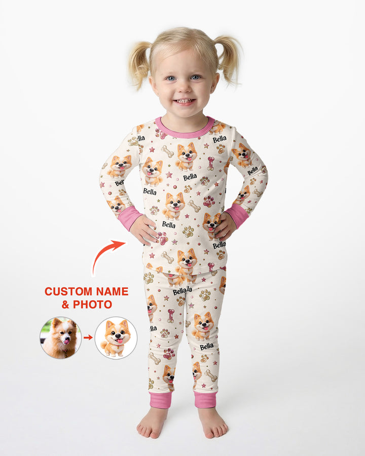 Little Cute Dogs Bamboo Two Piece Long Sleeve Pajama Set