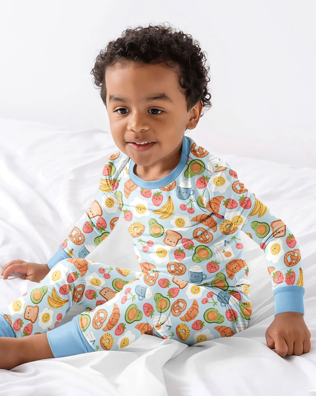 Breakfast Buddies Family Matching Bamboo Two Piece Long Sleeve Pajama Set